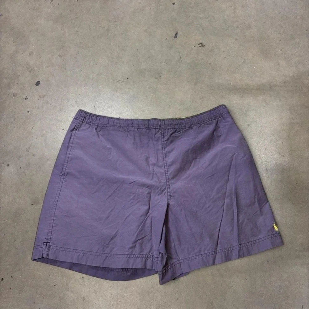 Vintage Polo Sport Ralph Lauren Faded Purple Swim Shorts Mens Large Navy Pony
